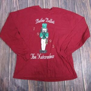 Hanes Shirt Mens XL Red Long Sleeve Butler Ballet The Nutcracker 1995 Vintage